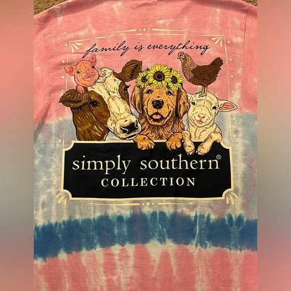 Simply Southern Collection Tie-Dye “Family is everything” and Blue tee Medium - Picture 3 of 13